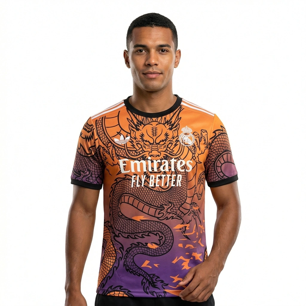2025/26 Real Madrid Goalkeeper Training Jersey Dragon Orange